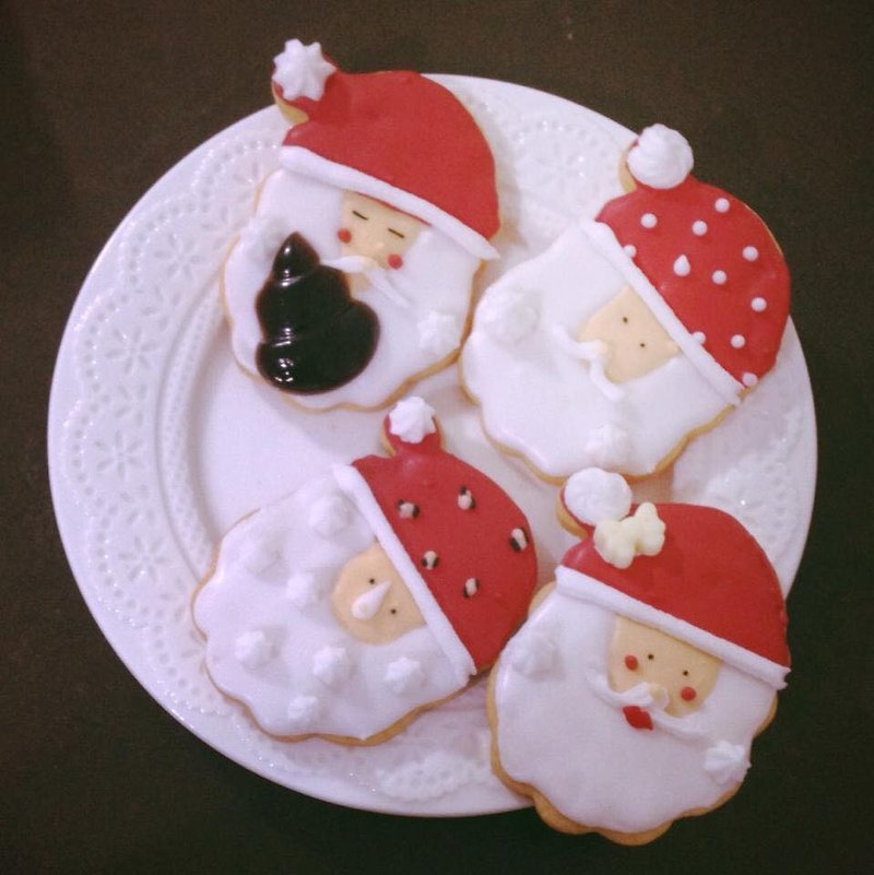 【C.Angel】聖誕老公公/聖誕節糖霜餅乾 單片裝 款式隨機 - 手工餅乾 - 新鮮食材 紅色