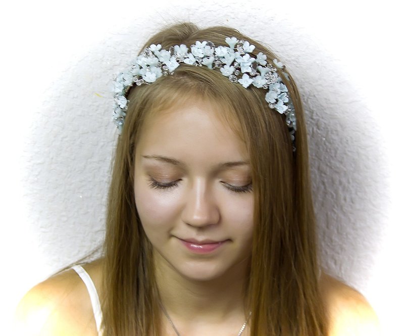 Aqua bridal headband Hair accessories wedding Flower headband