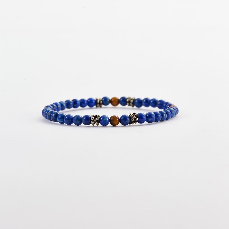Lapis Lazuli Bracelet 4MM Advocating Natural and Simple Design Bracelet - สร้อยข้อมือ - เครื่องเพชรพลอย สีน้ำเงิน