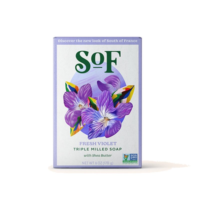 (Box damaged) South of France Marseille Soap Purple Iris 170g - สบู่ - วัสดุอื่นๆ สีม่วง