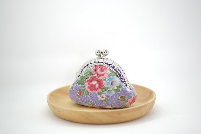 CaCa Crafts | Cottage Chic Rose mouth gold package. purple - กระเป๋าใส่เหรียญ - ผ้าฝ้าย/ผ้าลินิน 