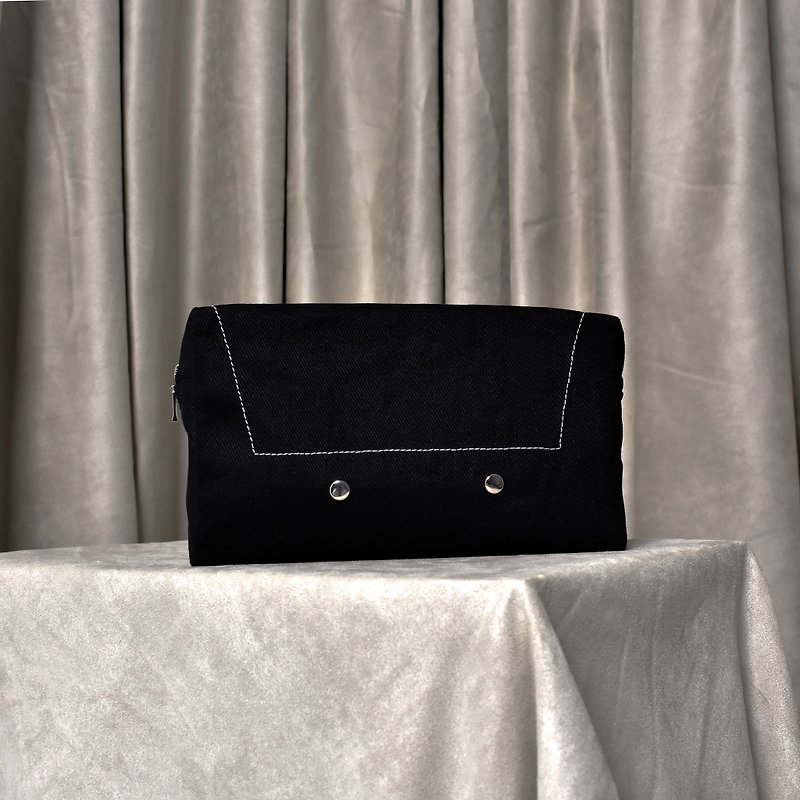 [Customized] Cosmetic Bag∣ Zipper Storage Bag (S) - กระเป๋าเครื่องสำอาง - ผ้าฝ้าย/ผ้าลินิน สีดำ