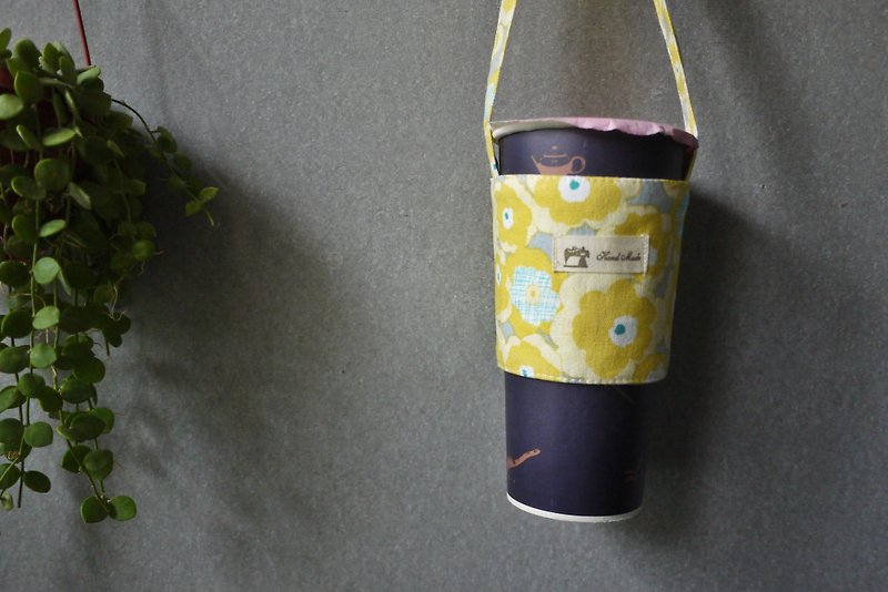 Green gift preferred beverage bag poppy (pendant yellow) - Beverage Holders & Bags - Cotton & Hemp Yellow