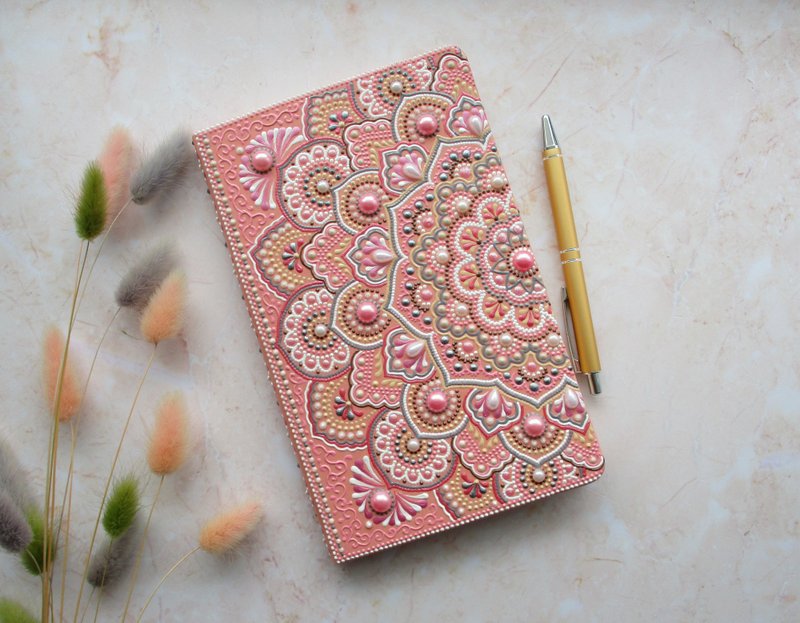 曼荼羅ノート、ハードカバーノート、塗装ジャーナル、裏地付きジャーナル、A5メモ帳 - ノート・手帳 - その他の素材 