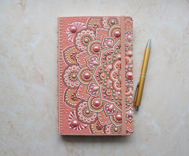 Baby Pink Mandala Dot Art Hardcover Journal for Sale by