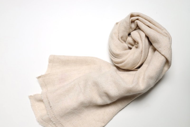 [New Year Gift Box] Cashmere original white pure antelope soft thick woven small scarf pashmina luxury - ผ้าพันคอถัก - ขนแกะ ขาว