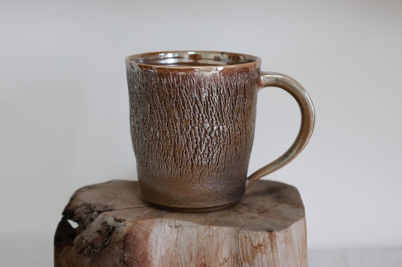 柴燒馬克杯/咖啡杯/300ml/爆裂紋系列/瀧間拾光 - 咖啡杯/馬克杯 - 陶 