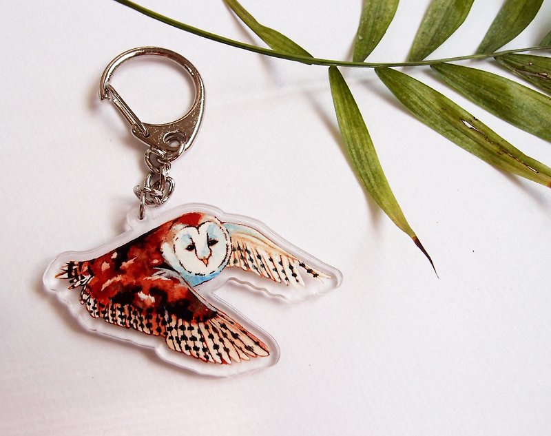Owl / acrylic strap / double-sided printing / key ring - Keychains - Acrylic Multicolor