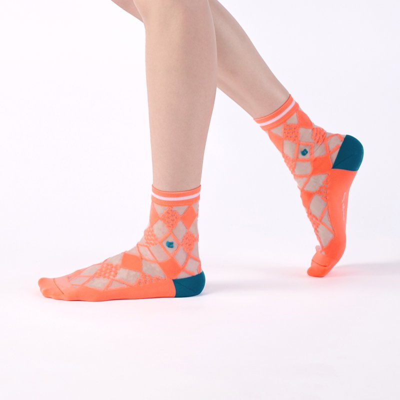 Ten Books/Orange (M)-MIT Design Transparent Tube Socks - ถุงเท้า - ผ้าฝ้าย/ผ้าลินิน สีส้ม