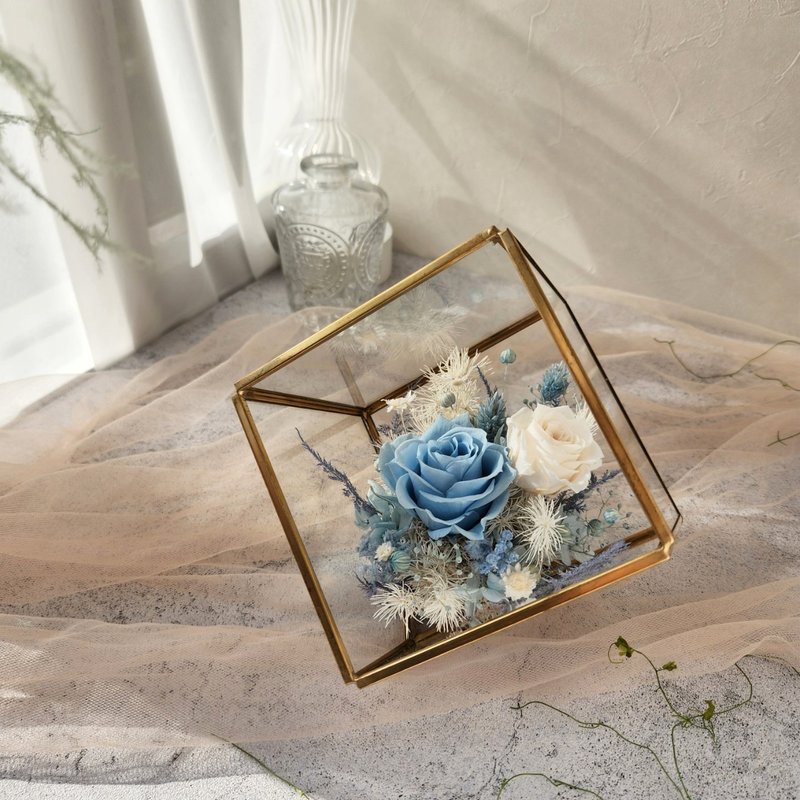 海沫 四角金屬框 生日禮物 節日禮物 情人節花禮 開幕花禮 七夕 - 乾花/永生花 - 植物．花 藍色