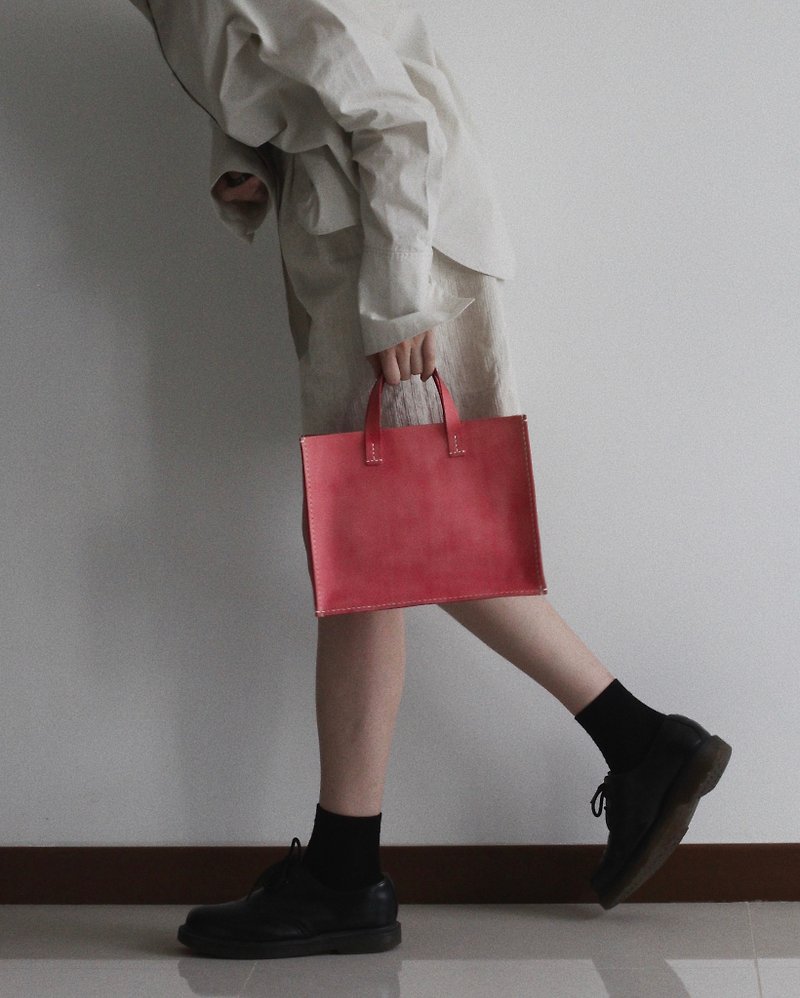 Two-Way Bag (S) - Pink, Grey - 手袋/手提袋 - 真皮 粉紅色