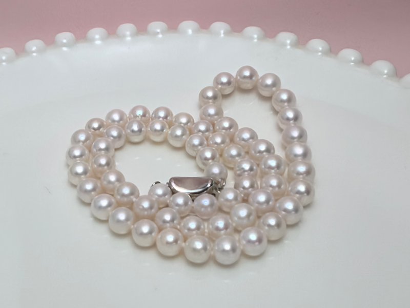 Natural seawater pearl akoya blue and pink colorful necklace - สร้อยคอ - ไข่มุก ขาว