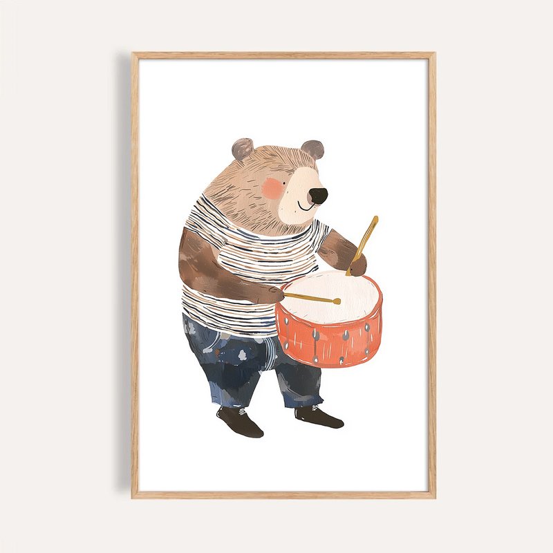 打鼓的小熊 Mr Bear on the Beat / 童話系列插畫掛畫 海報 - 海報/掛畫/掛布 - 紙 