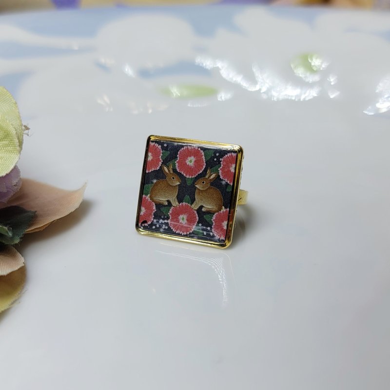 小雪 節氣花磚 手作 戒指 徽章 別針 - 戒指 - 銅/黃銅 多色