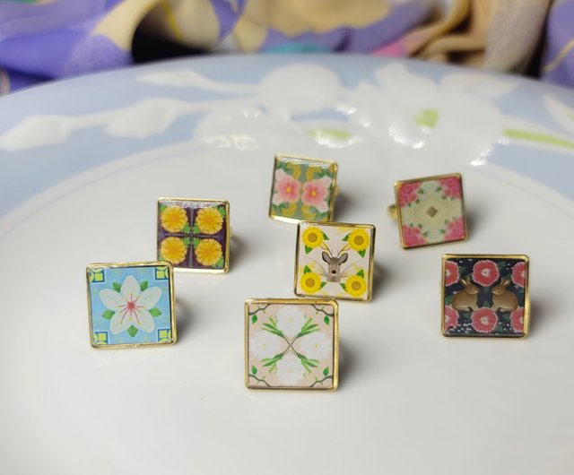 Xiaoxue ソーラータームタイル手作りリングバッジピン