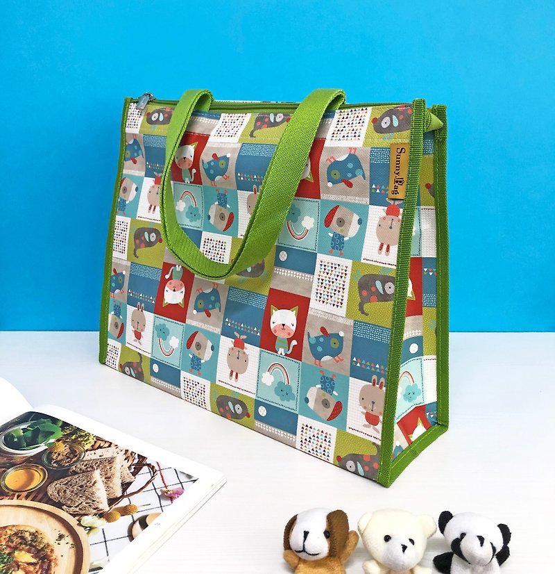 Sunny Bag - Multi-function horizontal zipper bag - cute little animals - กระเป๋าถือ - วัสดุอื่นๆ สีน้ำเงิน