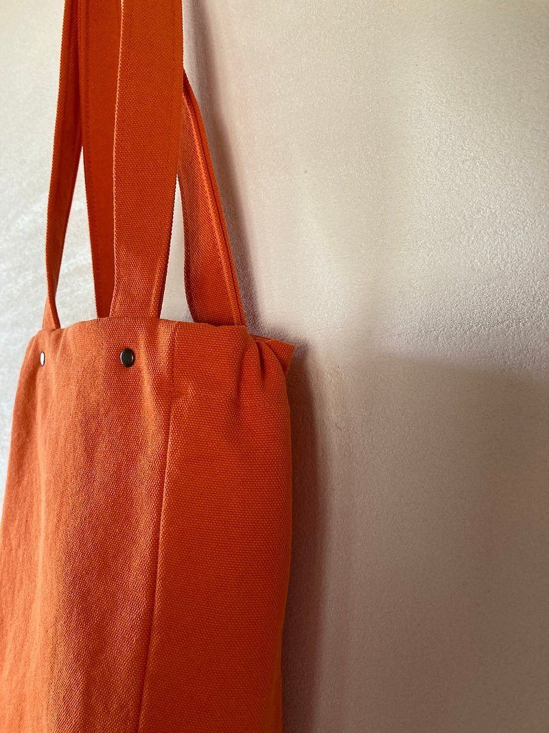 棉．麻 手袋/手提袋 橘色 - Gathered Tote Bag　Notebook    canvas　Shoulder bag   iPad  Tablet  Carrot Orange