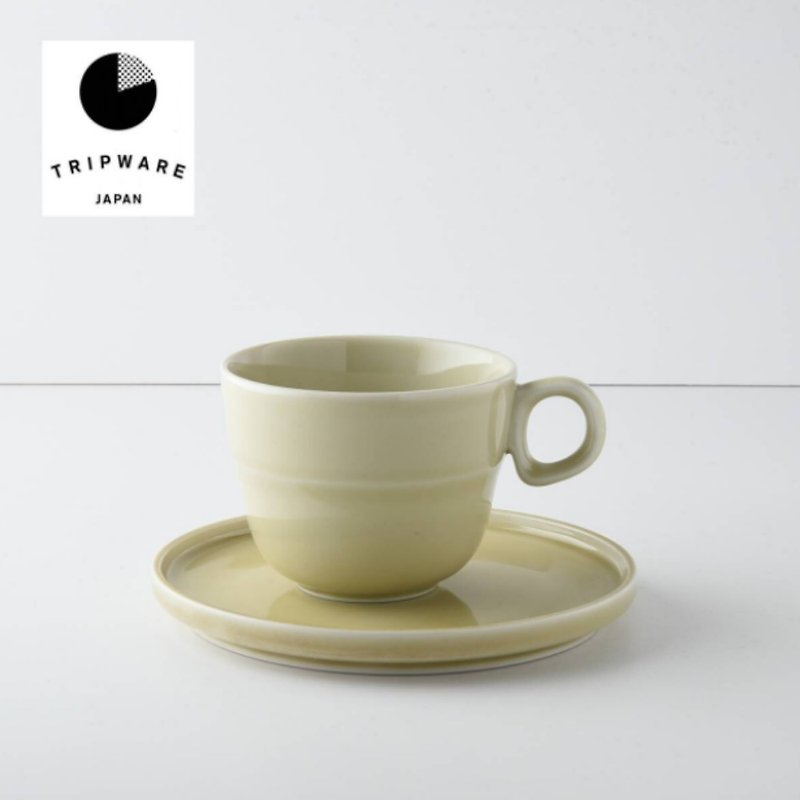 【Trip Ware Japan】杯碟組(200ml) 日本製 美濃燒 (象牙米) - 咖啡杯/馬克杯 - 陶 