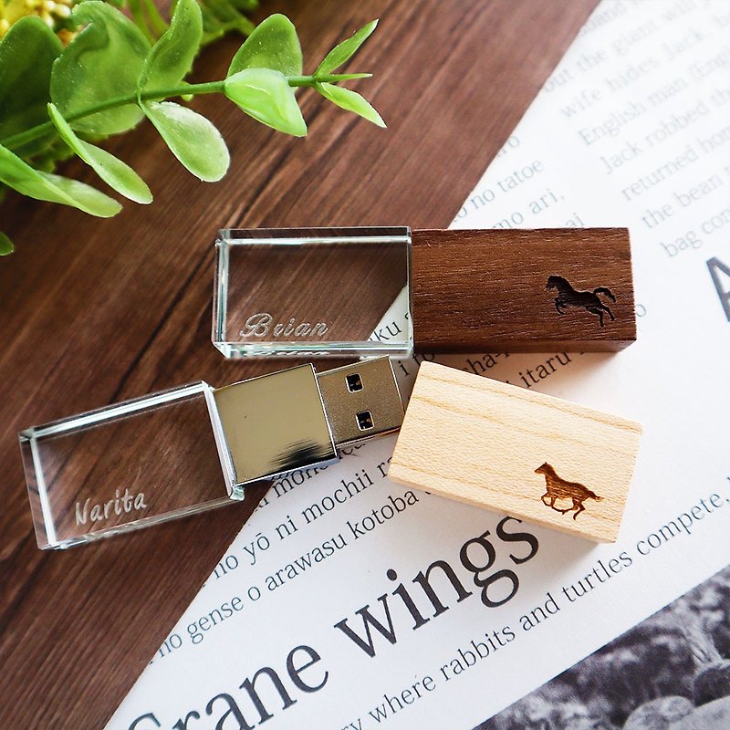 Horse Wooden Crystal USB Memory 32GB Personalized Free Christmas Gift USB3.0 Free Shipping - USB Flash Drives - Wood Brown
