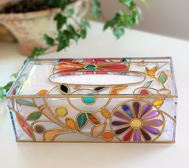 Order GlassArt made Tissue Paper Case　Summer Banquet Gold - Tissue Boxes - Acrylic Multicolor