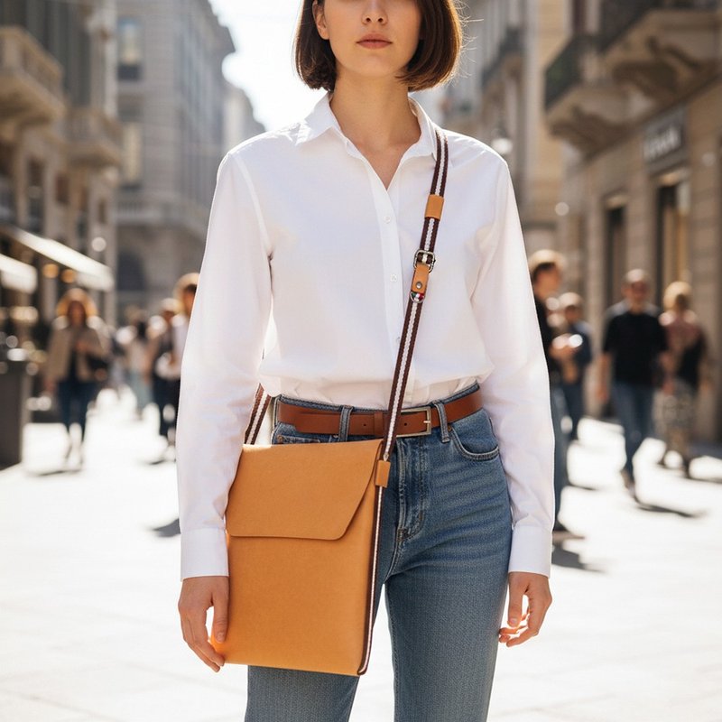 COZI-義大利植鞣革 10~14吋iPad平板/MacBook電腦 纖薄斜跨包 - 平板/電腦保護殼/保護貼 - 真皮 橘色