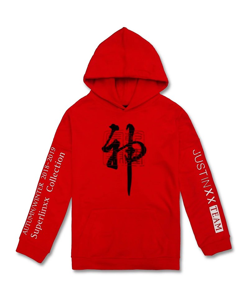 The Forbidden City joint series Qianlong god made hooded top - เสื้อฮู้ด - ผ้าฝ้าย/ผ้าลินิน สีแดง