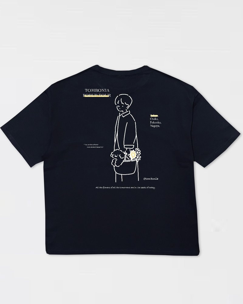 Tour T-shirts Navy - 女 T 恤 - 棉．麻 藍色