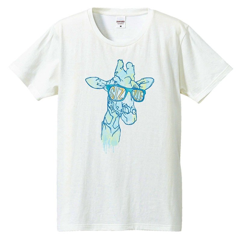 Tシャツ / Summer giraffe - 男 T 恤 - 棉．麻 白色