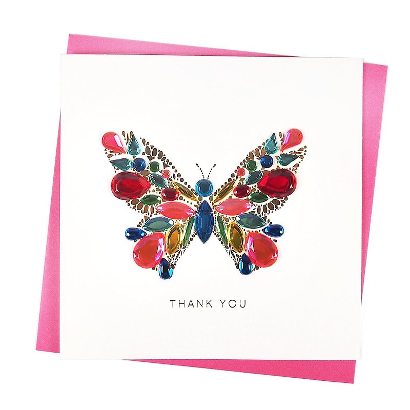Beautiful Butterflies [Hallmark-Signature Classic Handmade Card Series Unlimited Thanks] - Cards & Postcards - Paper White