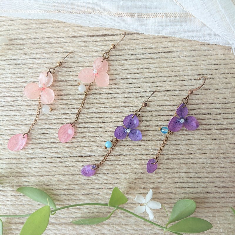 永生花耳環 /黃銅 /天然石 /免費改夾 /多色可選 /花舞翩翩系列 - 耳環/耳夾/耳骨夾 - 植物．花 紫色