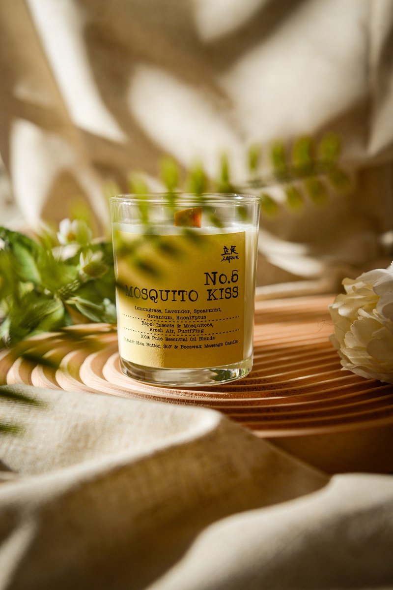 Thai Herbal Fragrance | Mosquito Kiss No.5 - Natural Essential Oil Soy Candle - เทียน/เชิงเทียน - ขี้ผึ้ง สีเหลือง