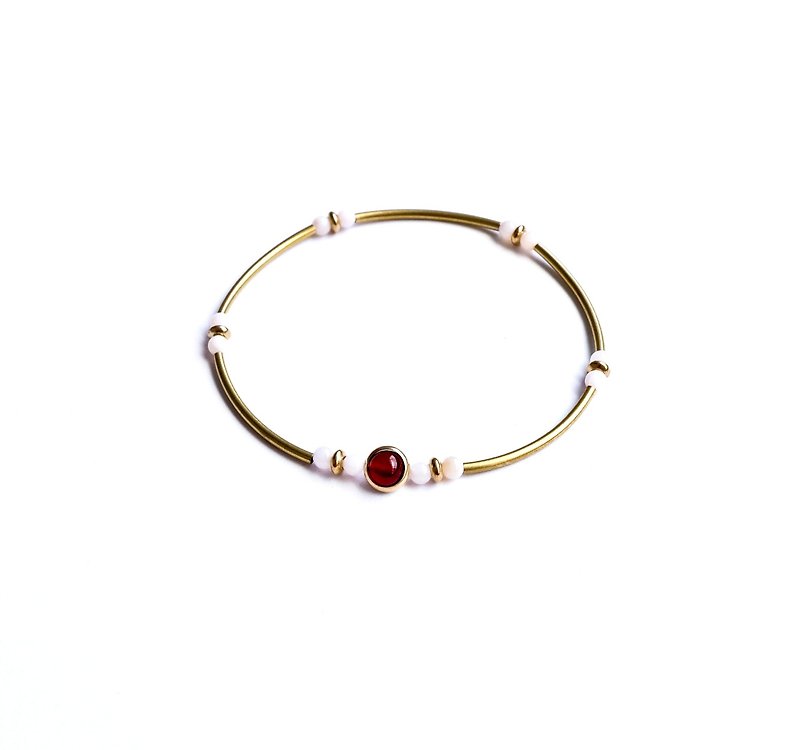The Only Love carnelians / Bronze bracelet - Bracelets - Gemstone Red