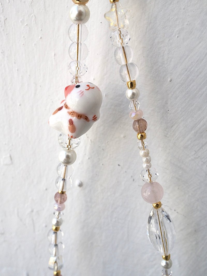 Rose Quartz Phone Wrist strap - Lanyards & Straps - Crystal Pink