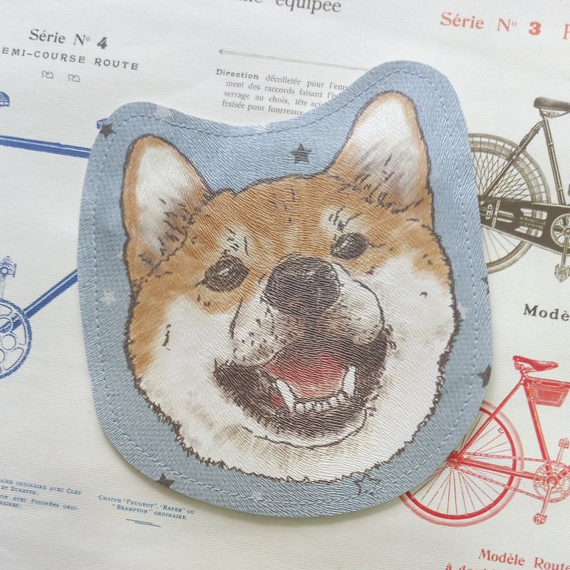 Shiba Inu-imitation leather coin purse (can be used as MRT card holder)-dog sketch series ~ dog head shape card holder - Coin Purses - Faux Leather 
