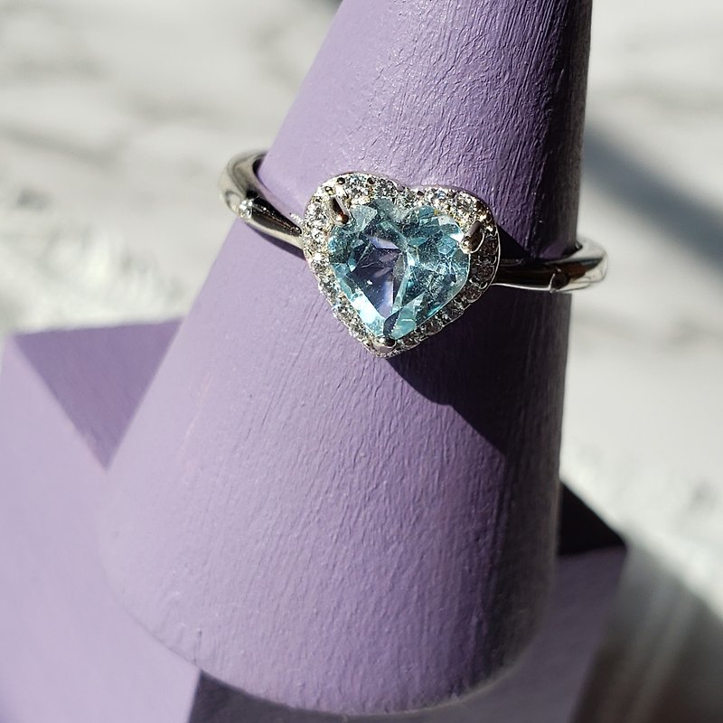 [One Picture , One Object] Topaz 925 Sterling Silver Heart Ring - General Rings - Sterling Silver 