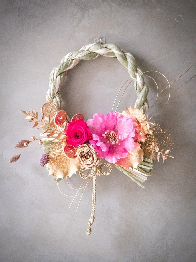 Blooming Fortune | Round Shimenawa Wreath - Items for Display - Plants & Flowers Multicolor