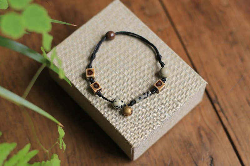 Spring and Autumn Original Niche Design | New Chinese Style Ceramic Bead Series Brown | Bell Spotted Stone - Bracelets - Porcelain 