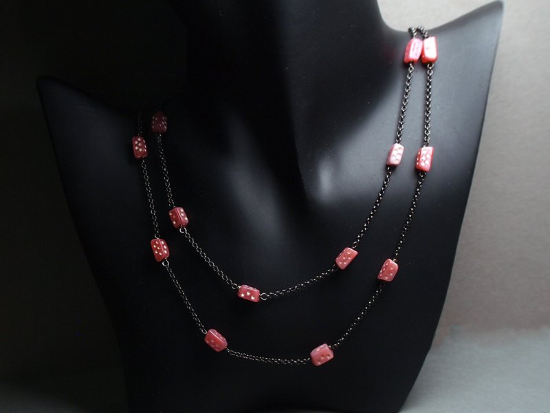 #GN059 Murano Glass Beads Necklace - Necklaces - Glass Pink