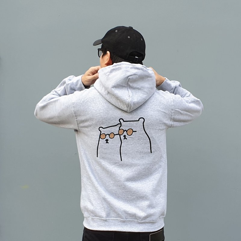 THE COOLEST BEARS IN TOWN,Changeable color hoodies(Grey) - เสื้อฮู้ด - เส้นใยสังเคราะห์ สีเทา