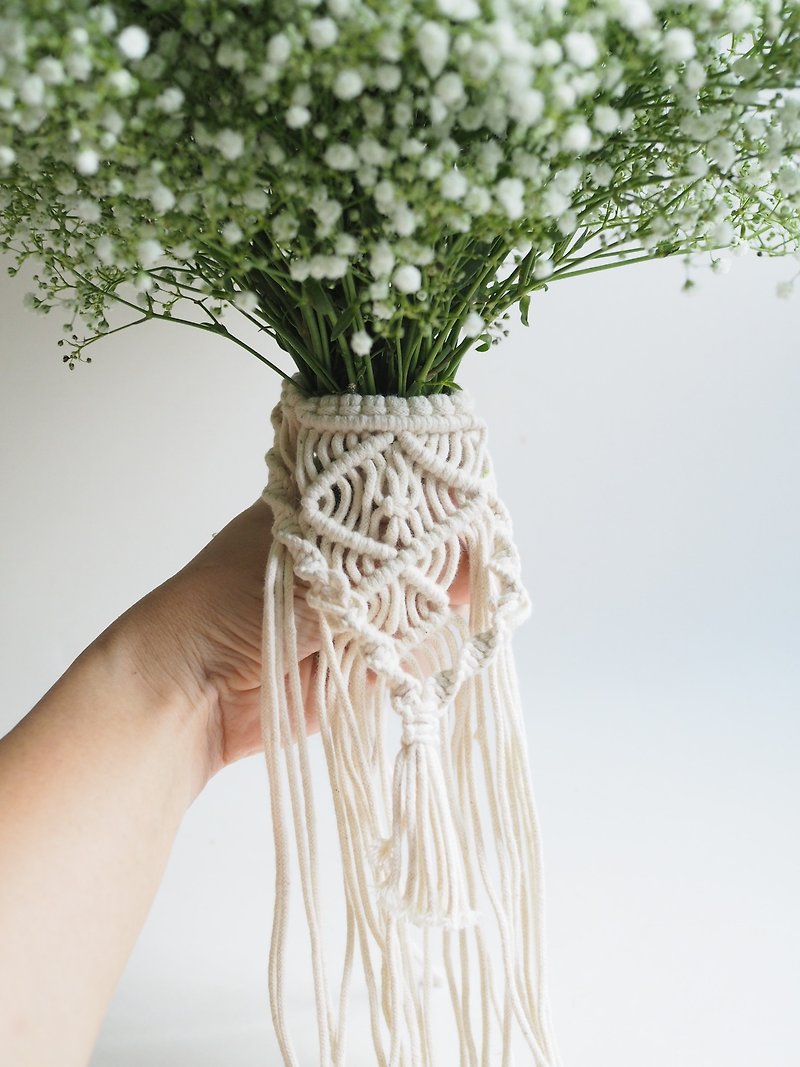 棉．麻 植栽/盆栽 白色 - 花嫁系列  | 新娘花束蕾絲手柄  新娘配件