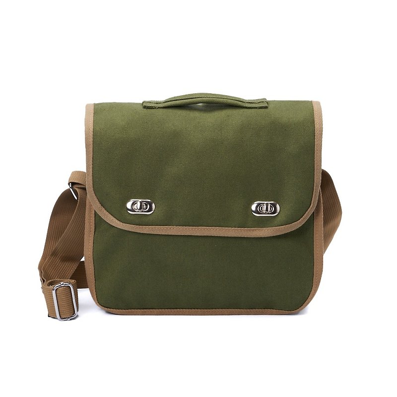 Navy Green Wenqing Flip Back Shoulder Backpack Small Square Bag Bag Metal Buckle Shoulder Strap Adjustable - Messenger Bags & Sling Bags - Polyester 