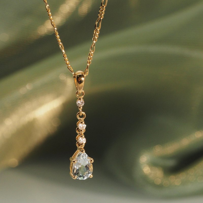 18K Gold The Aquamarine Diamond Drop Pendant - Other - Precious Metals 