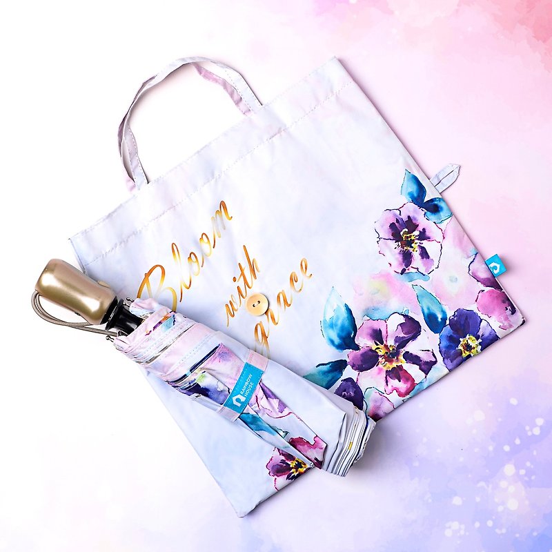 Elegantly Blooming Automatic Umbrella | With Small Carry Bag | 21 Inch | Taiwan Formao Umbrella Cloth - ร่ม - วัสดุกันนำ้ สีม่วง