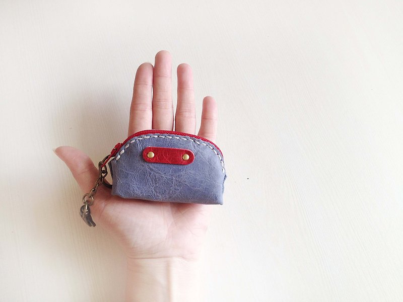 POPO│ Binglie ocean palm │. │ lightweight small purse genuine leather - Coin Purses - Genuine Leather Blue