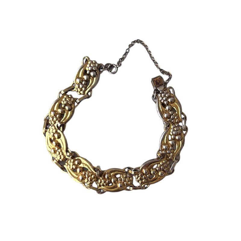 Very Rare Antique Coro Sterling Craft Cornucopia Bracelet Gold Plated 1940s - 手鍊/手環 - 其他金屬 金色
