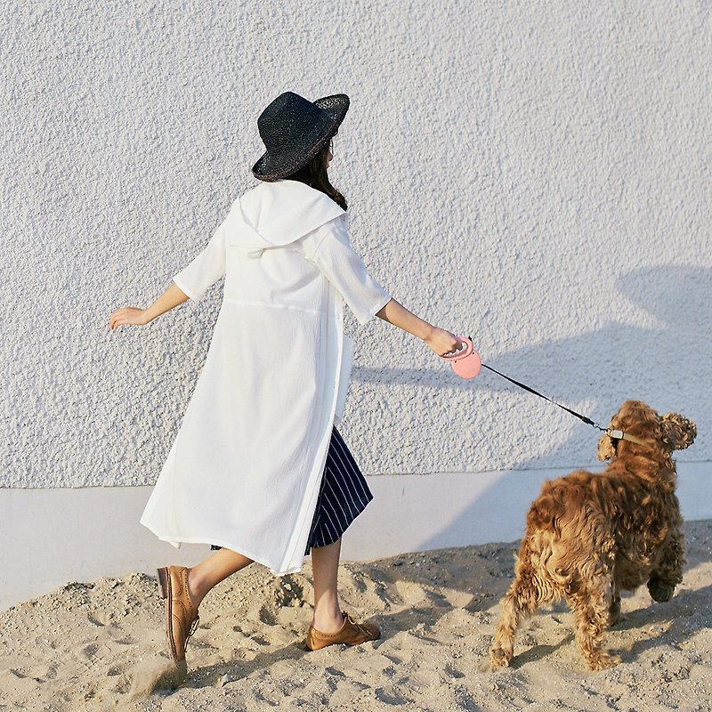 安妮陳2017夏裝新款女士連帽中袖純色防曬衫上衣 - 女上衣/長袖上衣 - 聚酯纖維 白色