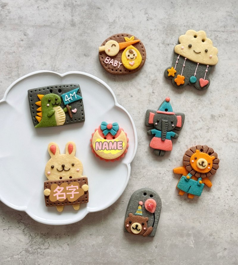 Animal friends in pink color - saliva-collecting biscuits. S-Cookie Original - Handmade Cookies - Fresh Ingredients Multicolor