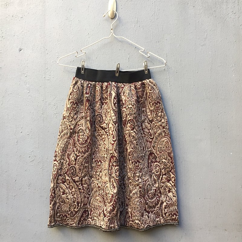 Baroque decorative waist skirt - กระโปรง - ผ้าฝ้าย/ผ้าลินิน สีทอง