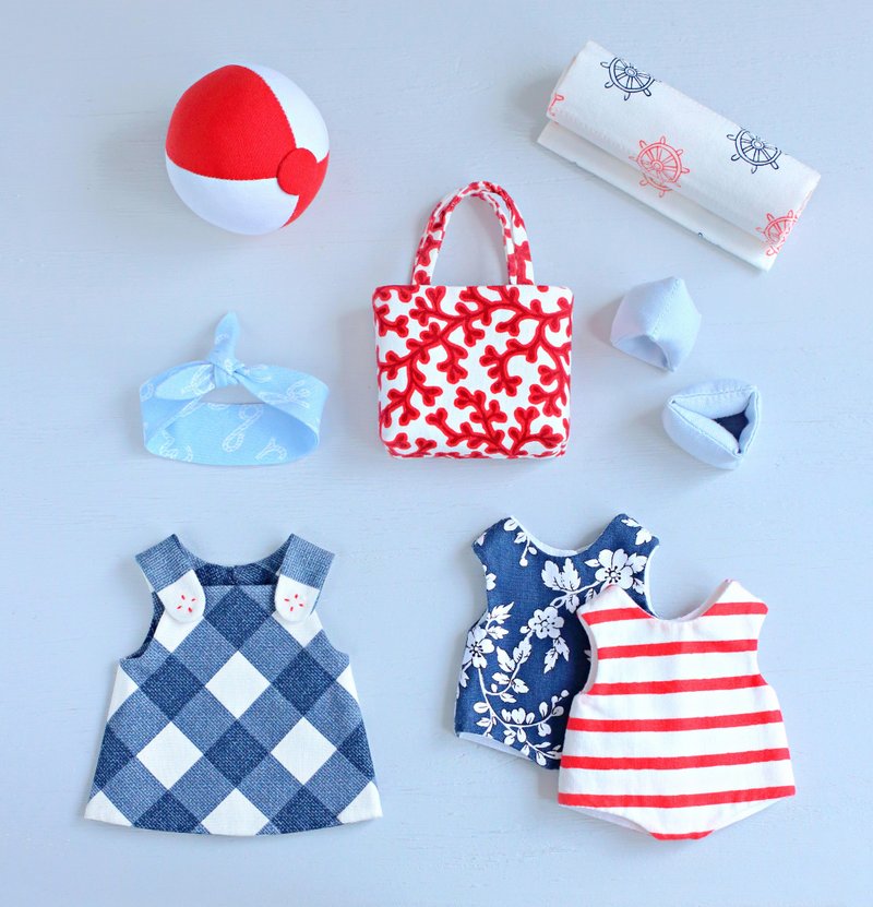 PDF 7-piece Beach Set for Large Doll (Clothes and Accessories) Sewing Pattern - DIY Tutorials ＆ Reference Materials - Other Materials 