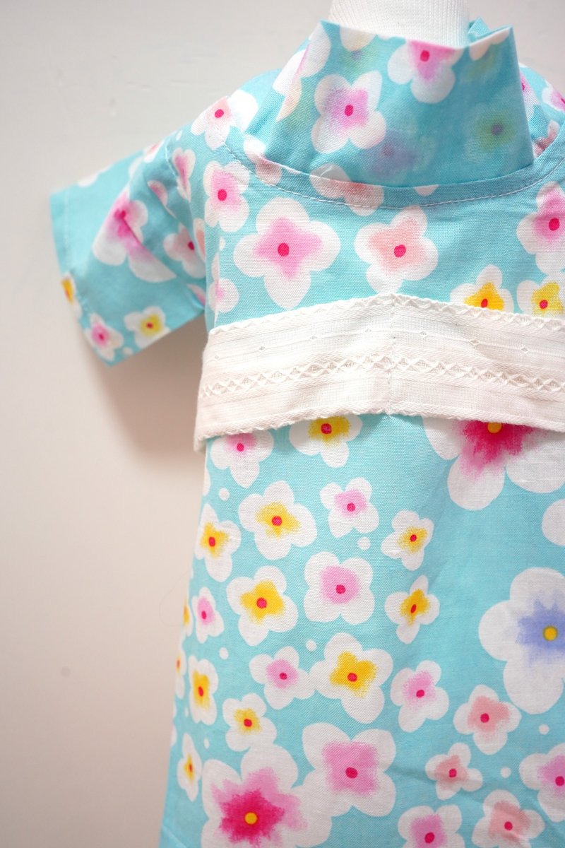 Crazy de Wan -Yukata (Porcelain BL) - ชุดสัตว์เลี้ยง - ไฟเบอร์อื่นๆ สีน้ำเงิน